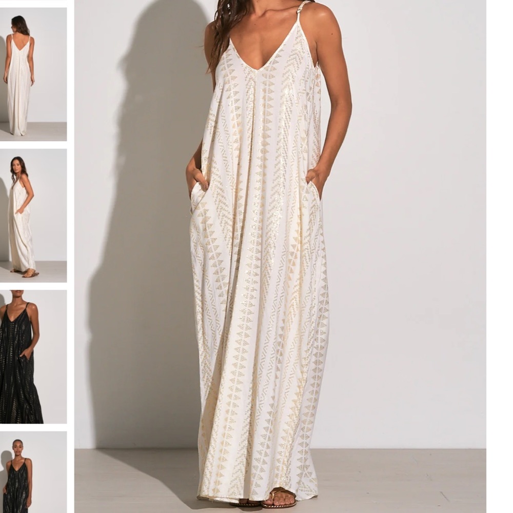 Elan Natural Gold Arrow Print Cleo Dress